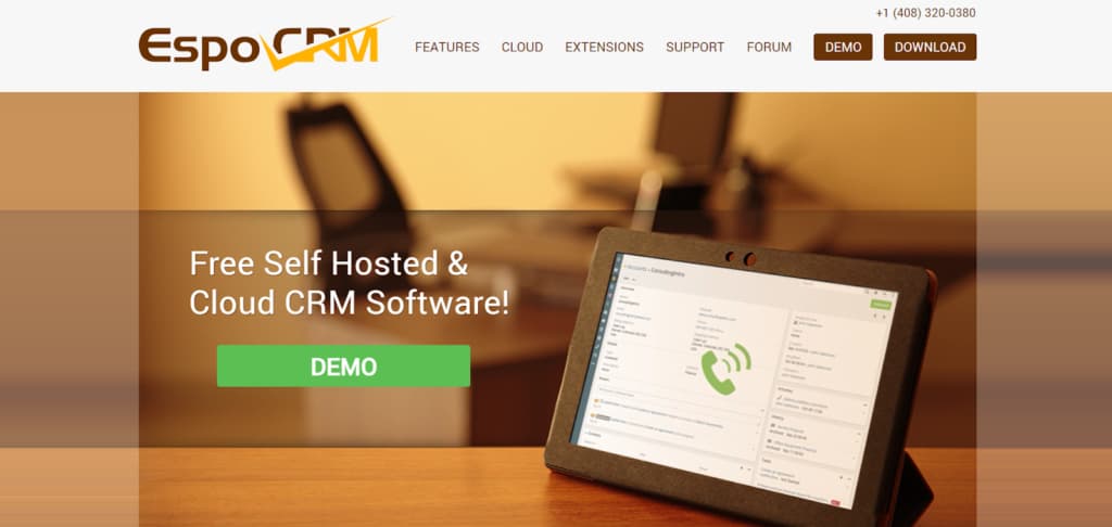 EspoCRM home page