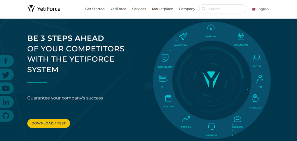 YetiForce home page